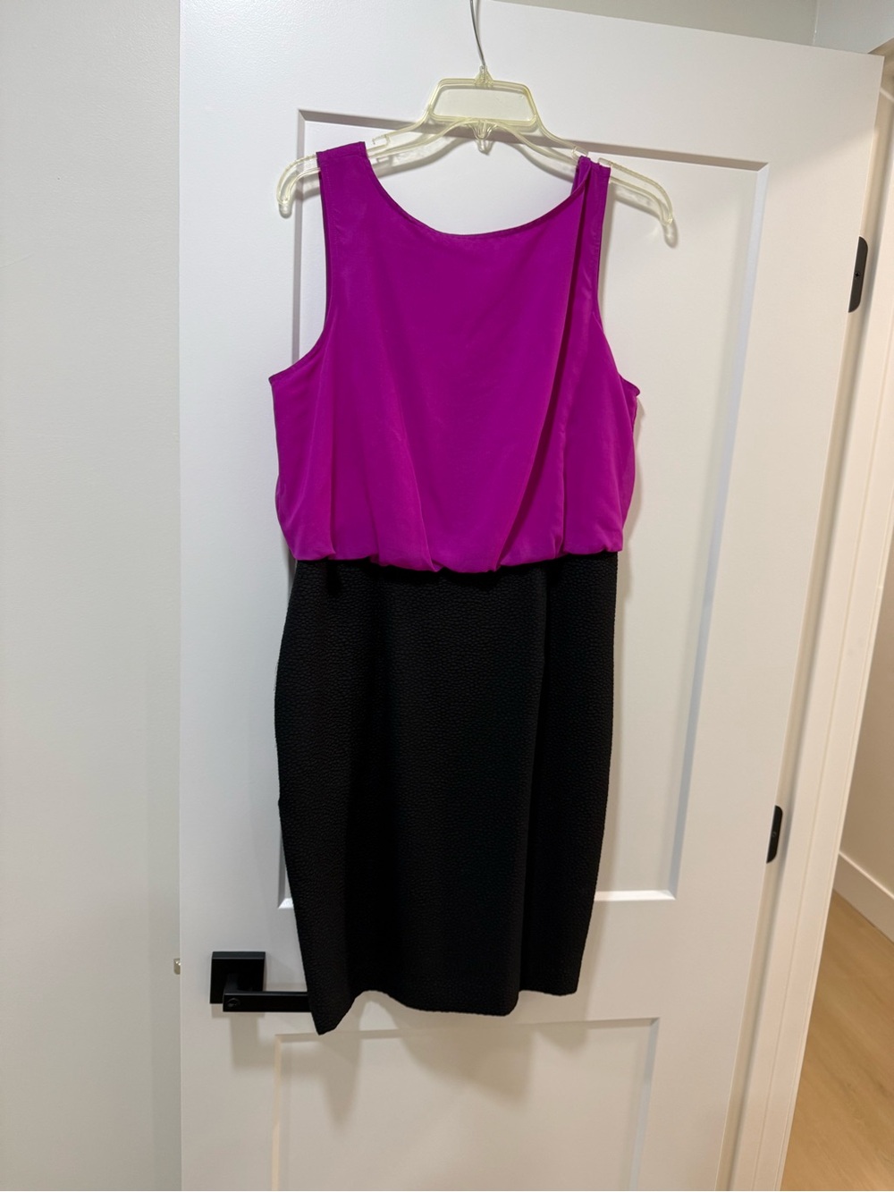 Worthington Magenta and Black One-Shoulder Sheath Dress